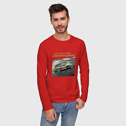 Лонгслив хлопковый мужской Lamborghini Motorsport sketch, цвет: красный — фото 2
