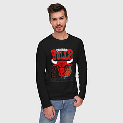 Лонгслив хлопковый мужской Chicago Bulls NBA, цвет: черный — фото 2