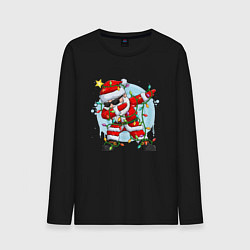 Лонгслив хлопковый мужской DAB SANTA CLAUS В ГЕРЛЯНДЕ, цвет: черный