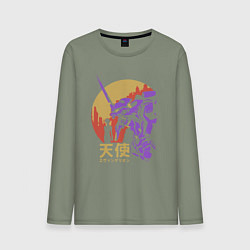 Лонгслив хлопковый мужской Евангелион 01, цвет: авокадо