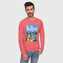 Лонгслив хлопковый мужской The Beatles - world legend!, цвет: коралловый — фото 2