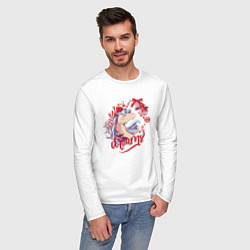 Лонгслив хлопковый мужской Christmas unicorn Dreams, цвет: белый — фото 2