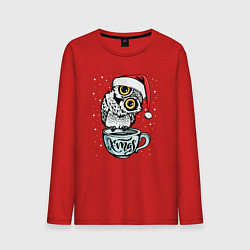 Лонгслив хлопковый мужской X-mas Owl, цвет: красный