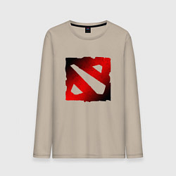 Лонгслив хлопковый мужской ЧЁРНО КРАСНОЕ ЛОГО ДОТА 2 DOTA 2 LOGO, цвет: миндальный