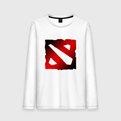 Лонгслив хлопковый мужской ЧЁРНО КРАСНОЕ ЛОГО ДОТА 2 DOTA 2 LOGO, цвет: белый