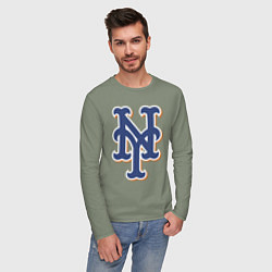 Лонгслив хлопковый мужской New York Mets - baseball team, цвет: авокадо — фото 2