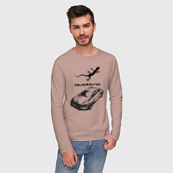 Лонгслив хлопковый мужской Audi Quattro 4x4 off road, цвет: пыльно-розовый — фото 2