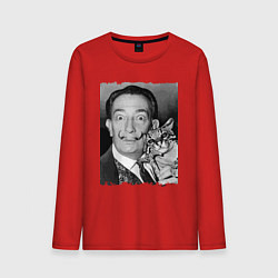 Лонгслив хлопковый мужской Salvador Dali & nice cat, цвет: красный