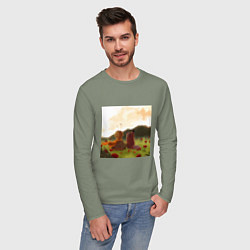 Лонгслив хлопковый мужской В обнимку, цвет: авокадо — фото 2