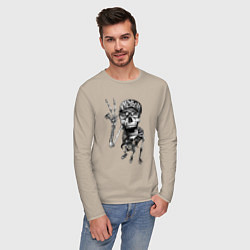 Лонгслив хлопковый мужской Skeleton dude, цвет: миндальный — фото 2
