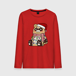 Лонгслив хлопковый мужской ГОБА БОГ ОЧАГА НОВОГОДНИЙ, цвет: красный