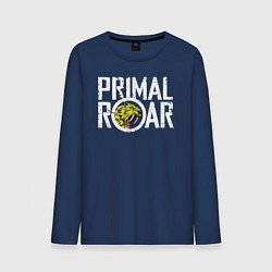 Лонгслив хлопковый мужской PRIMAL ROAR logo, цвет: тёмно-синий