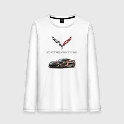 Лонгслив хлопковый мужской Chevrolet Corvette - Motorsport racing team, цвет: белый