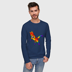 Лонгслив хлопковый мужской Разноцветный котёнок, цвет: тёмно-синий — фото 2