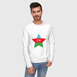 Лонгслив хлопковый мужской Azerbaijan Star, цвет: белый — фото 2