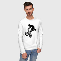 Лонгслив хлопковый мужской ВЕЛОСПОРТ BMX Racing ВЕЛОСИПЕДИСТ, цвет: белый — фото 2