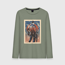 Лонгслив хлопковый мужской Yoru art, цвет: авокадо