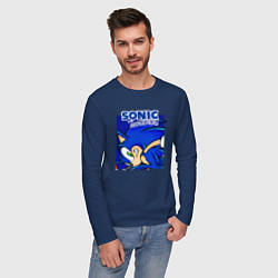 Лонгслив хлопковый мужской Sonic Adventure Sonic, цвет: тёмно-синий — фото 2