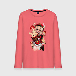 Лонгслив хлопковый мужской КЛИ милейшее создание Геншин, цвет: коралловый