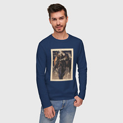 Лонгслив хлопковый мужской Sova арт, цвет: тёмно-синий — фото 2