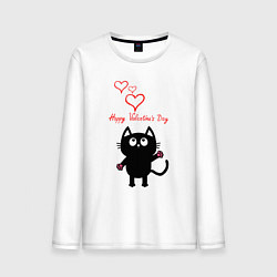 Лонгслив хлопковый мужской Cat and Valentines Day, цвет: белый