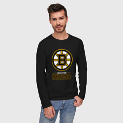 Лонгслив хлопковый мужской Boston Bruins , Бостон Брюинз, цвет: черный — фото 2