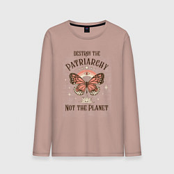 Лонгслив хлопковый мужской Destroy the Patriachy, цвет: пыльно-розовый