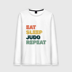 Лонгслив хлопковый мужской Eat Sleep Judo, цвет: белый