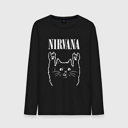 Лонгслив хлопковый мужской Nirvana Rock Cat, НИРВАНА, цвет: черный