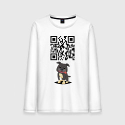 Лонгслив хлопковый мужской Sex, milk, rock n roll! QR code!, цвет: белый