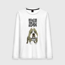 Лонгслив хлопковый мужской Даже и не думай! QR- code!, цвет: белый