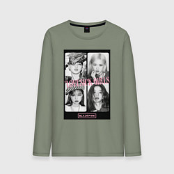 Лонгслив хлопковый мужской Blackpink K-pop, цвет: авокадо