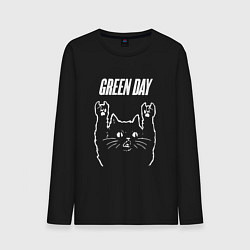 Лонгслив хлопковый мужской Green Day Рок кот, цвет: черный