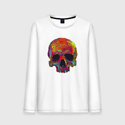 Лонгслив хлопковый мужской Cool color skull, цвет: белый