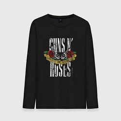 Лонгслив хлопковый мужской Guns N Roses Рок группа, цвет: черный