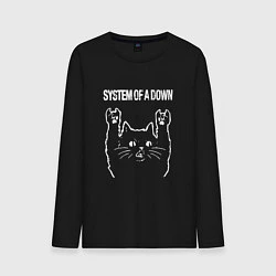 Лонгслив хлопковый мужской System of a Down Рок кот, цвет: черный
