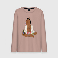 Лонгслив хлопковый мужской Медитирующий БоДжек, цвет: пыльно-розовый