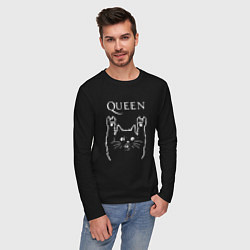Лонгслив хлопковый мужской Queen Рок кот, цвет: черный — фото 2