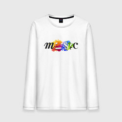 Лонгслив хлопковый мужской Music Цветная Портрет, цвет: белый