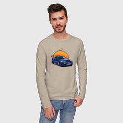 Лонгслив хлопковый мужской Ниссан gtr 2022, цвет: миндальный — фото 2