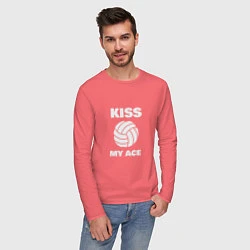 Лонгслив хлопковый мужской Kiss - My Ace, цвет: коралловый — фото 2