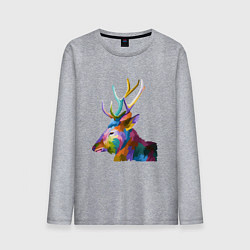 Лонгслив хлопковый мужской Цветной олень Colored Deer, цвет: меланж