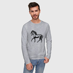 Лонгслив хлопковый мужской Мустанг Лошадь, цвет: меланж — фото 2