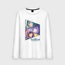 Лонгслив хлопковый мужской Венти, Райдэн, Чжун Ли Архонты, цвет: белый