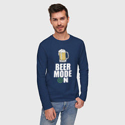 Лонгслив хлопковый мужской BEER MODE ON, ПИВО, цвет: тёмно-синий — фото 2