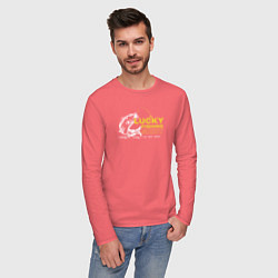 Лонгслив хлопковый мужской Счастливая рыбацкая футболка не стирать, цвет: коралловый — фото 2