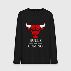 Лонгслив хлопковый мужской Chicago Bulls are coming Чикаго Буллз, цвет: черный