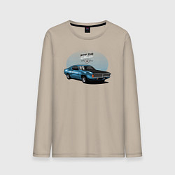 Лонгслив хлопковый мужской Ретро-автомобиль, цвет: миндальный