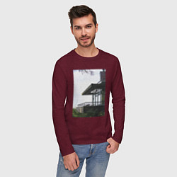 Лонгслив хлопковый мужской Панорамный Дом, цвет: меланж-бордовый — фото 2