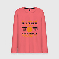 Лонгслив хлопковый мужской Basketball & Beer, цвет: коралловый